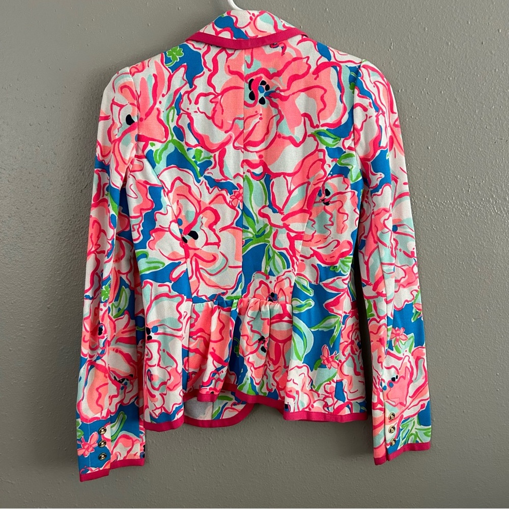 Lilly Pulitzer Malibu Blazer Jacket Flutter Blue Lucky Charm Multicolor XS - Picture 6 of 12